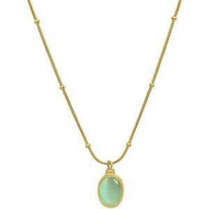 Women's Green Created Opal Necklace, Charm 18k Gold Plated Stainless Steel Snake